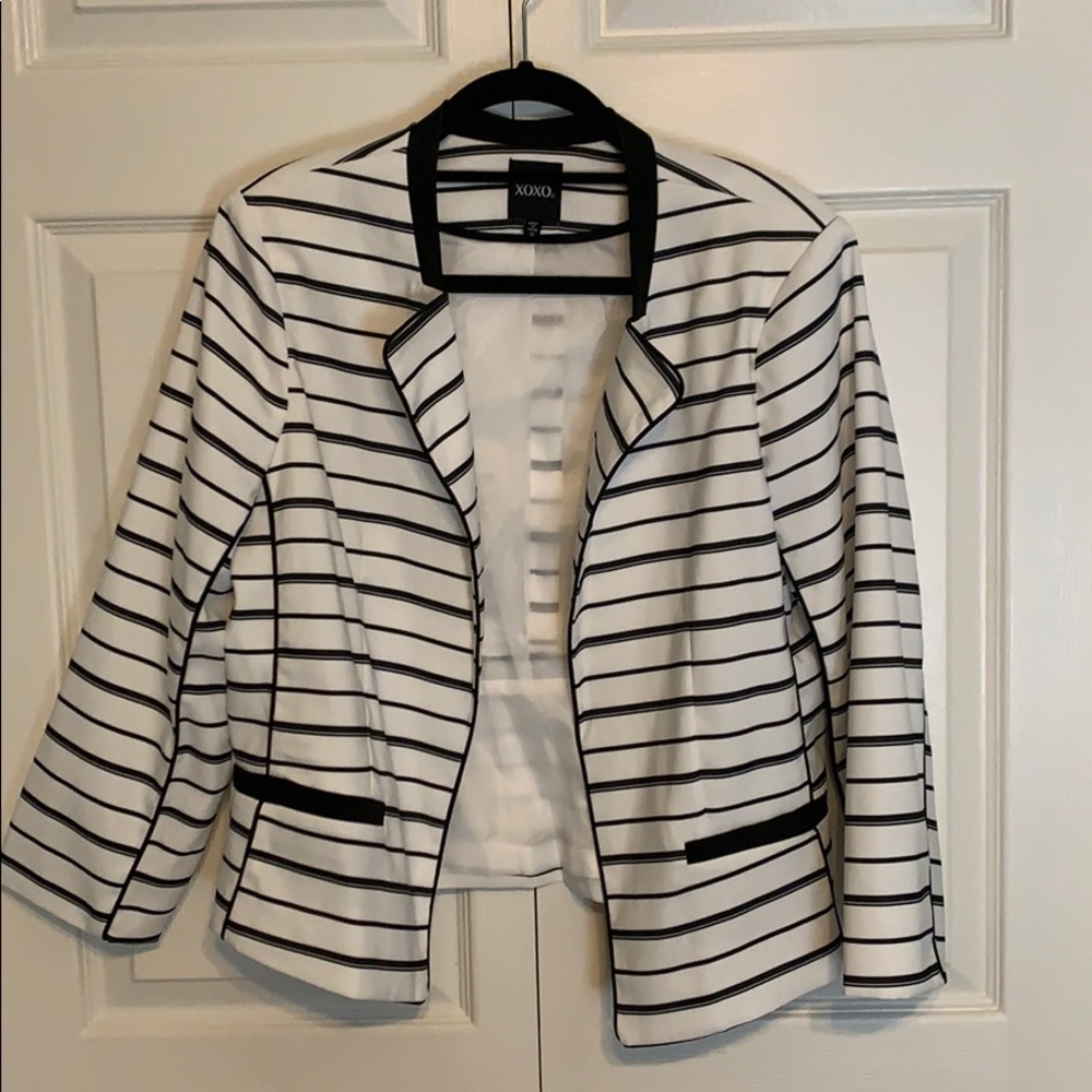 Black and White Striped Blazer